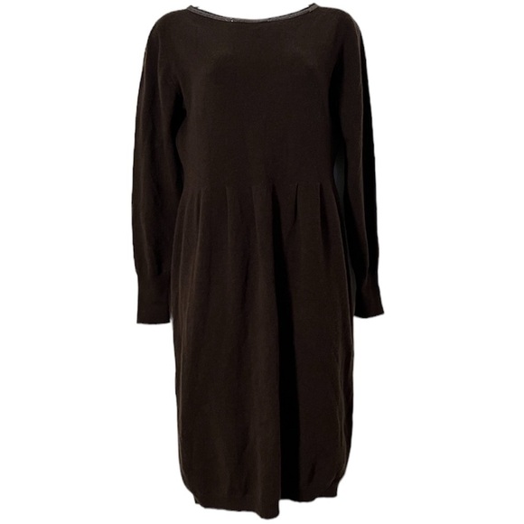 Fabiana Filippi Wool Silk Cashmere Blend Long Sleeve Dress Brown IT 38 or US 2 - Picture 1 of 13